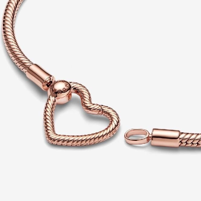 Moments Heart Closure Snake Chain Bracelet, 19cm