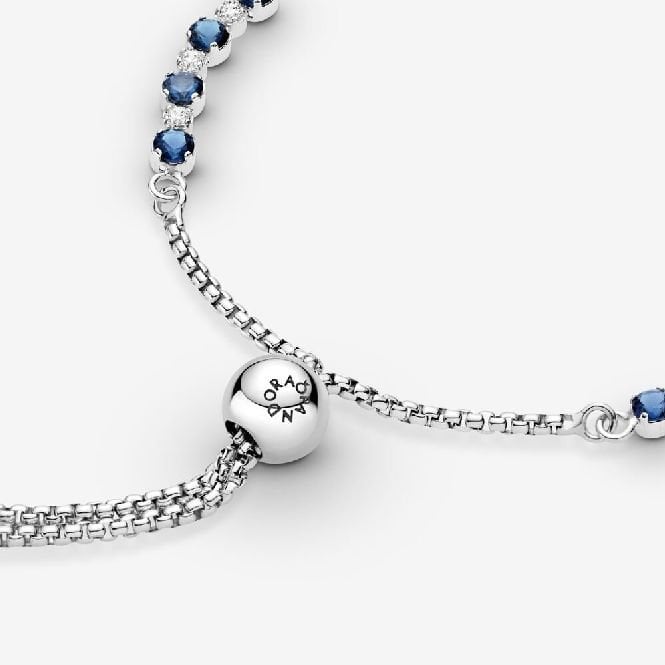 Blue and Clear Sparkling Slider Tennis Bracelet, 25cm