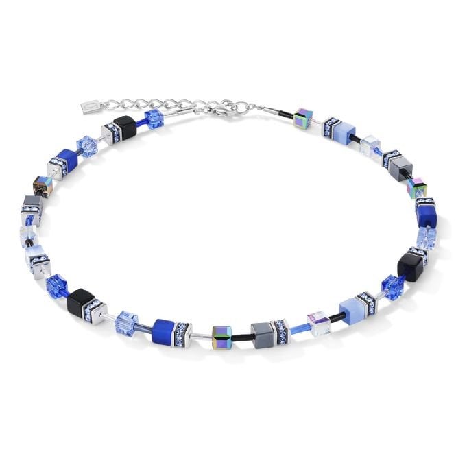 GeoCUBE Necklace in Silver & Cobalt Blue