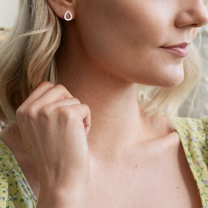 Silver Diamond Amulet Teardrop Earrings