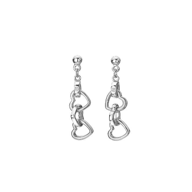 Silver Trio Triple Heart Earrings