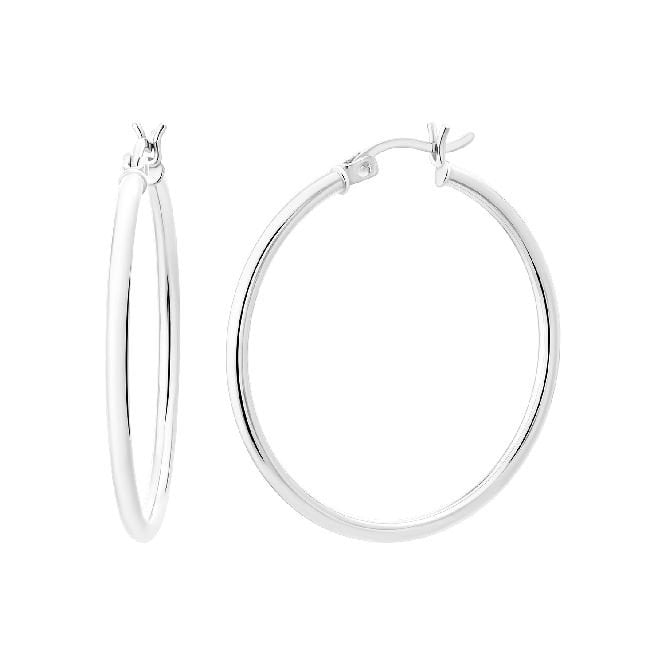 Classic Silver Clip Hoop Earrings, 35mm Large