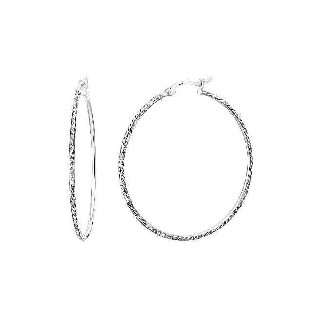 Twist Silver Clip Hoop Earrings, 35mm Large