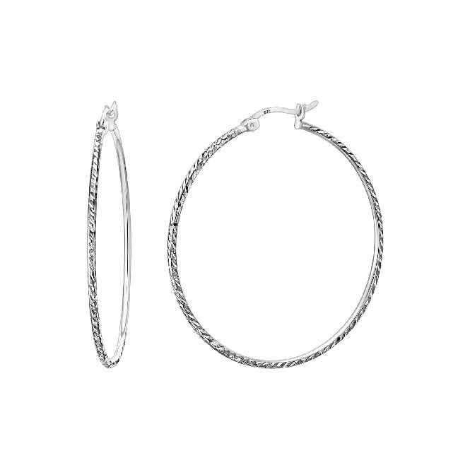 Twist Silver Clip Hoop Earrings, 45mm Extra Large