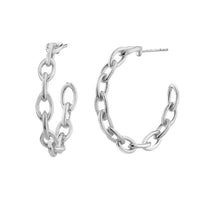 Chain Link Silver Hoop Earrings