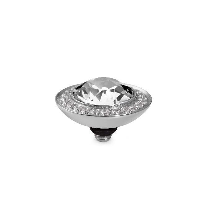 Tondo Deluxe Silver and Clear Crystal Ring Gem Top, 13mm