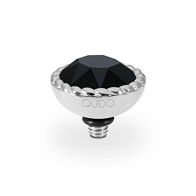 Bocconi Silver and Jet Black Crystal Ring Gem Top, 11mm