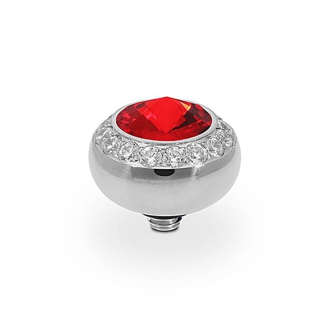 Tondo Deluxe Silver and Light Siam Red Ring Gem Top, 10mm