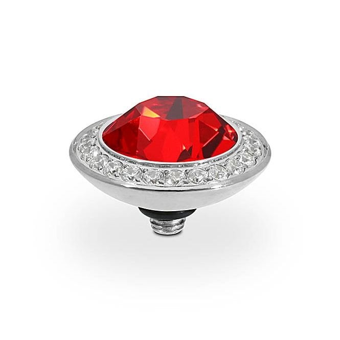 Tondo Deluxe Silver and Light Siam Red Ring Gem Top, 13mm