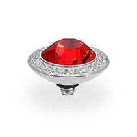 Tondo Deluxe Silver and Light Siam Red Ring Gem Top, 13mm