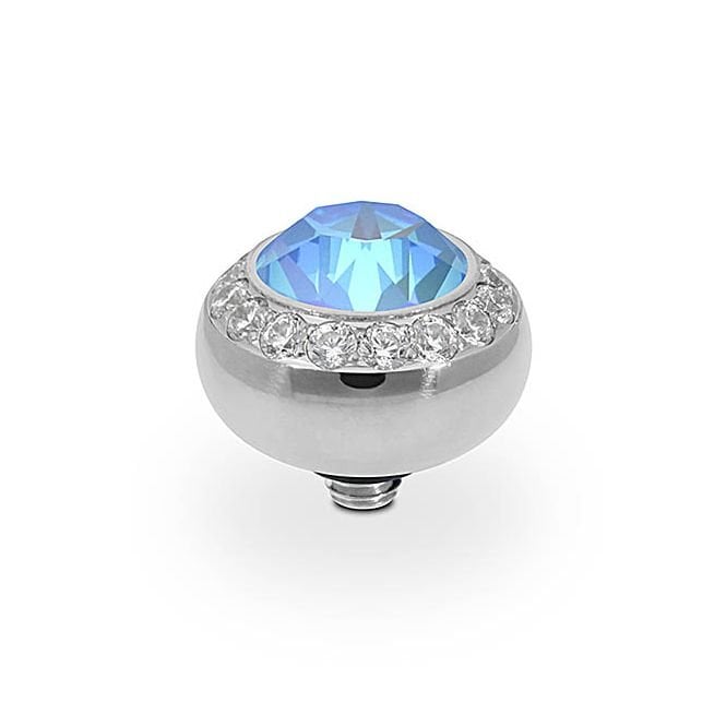 Tondo Deluxe Silver and Ocean Blue DeLite Ring Gem Top, 10mm