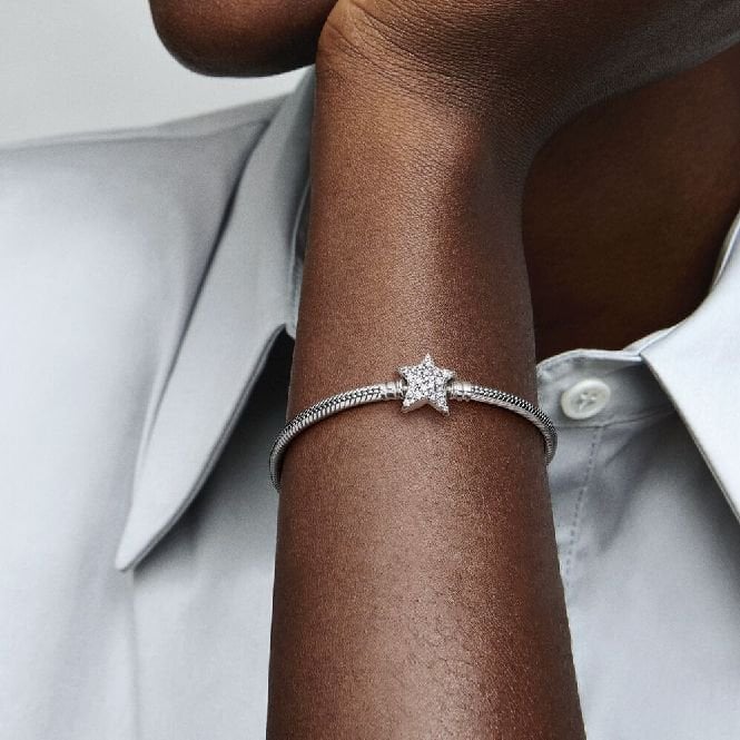 Moments Asymmetric Star Clasp Snake Chain Bracelet, 16cm
