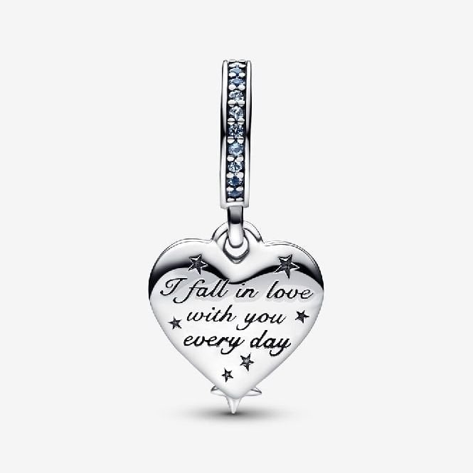 Celestial Shooting Star Heart Double Dangle Charms