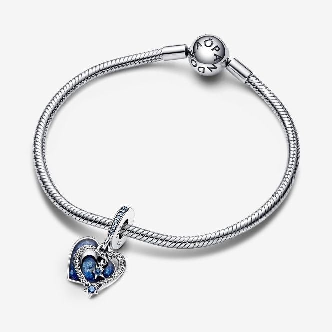 Celestial Shooting Star Heart Double Dangle Charms