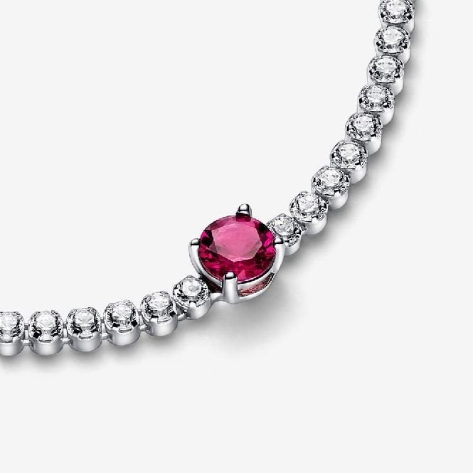 Red Sparkling Round Pave Tennis Bracelet, 16cm