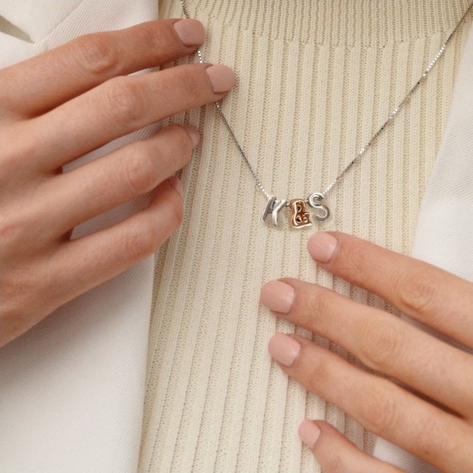 Silver Ampersand Icon Pendant with Rose Gold