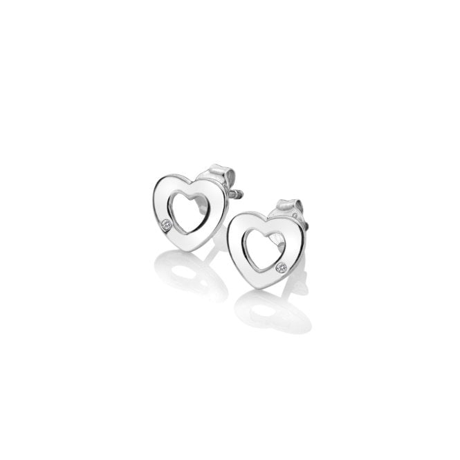 Silver Diamond Amulet Heart Earrings