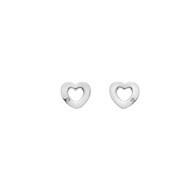 Silver Diamond Amulet Heart Earrings
