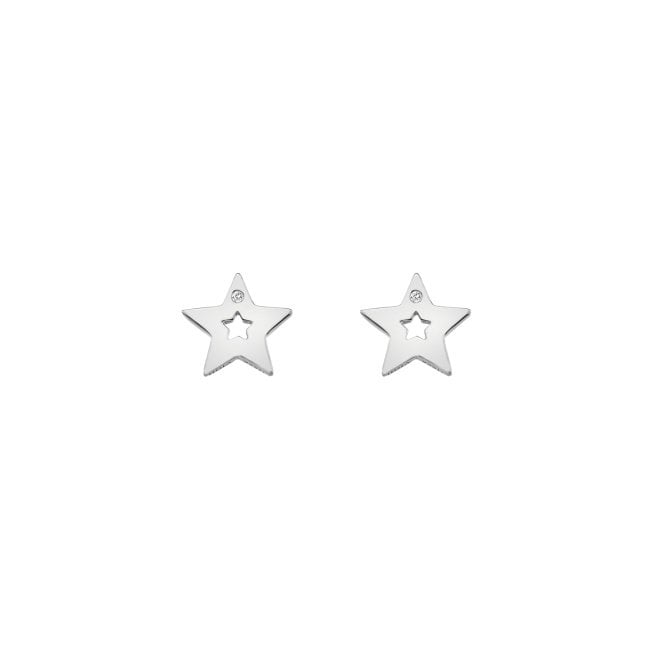 Silver Diamond Amulet Star Earrings