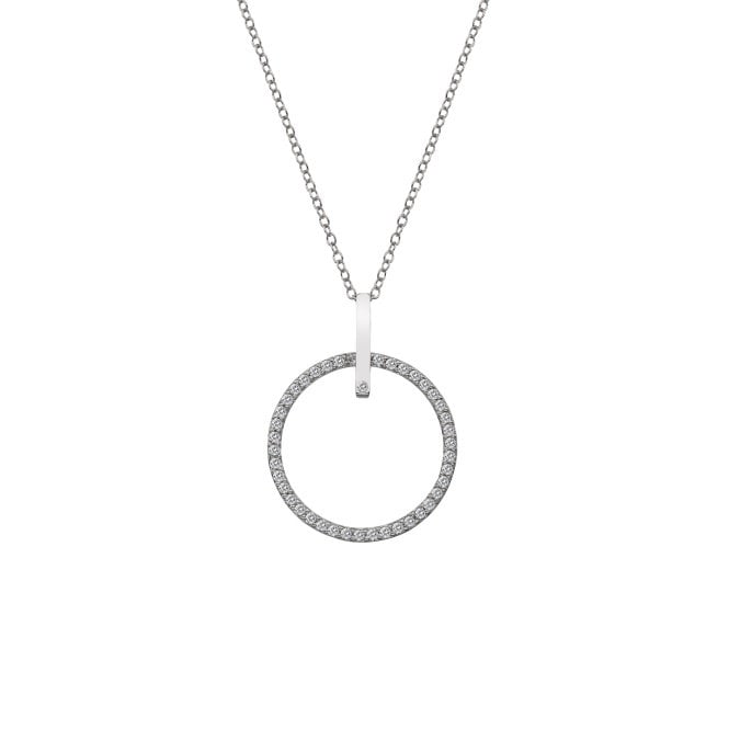 Silver Constant Circle Pendant Necklace with White Topaz