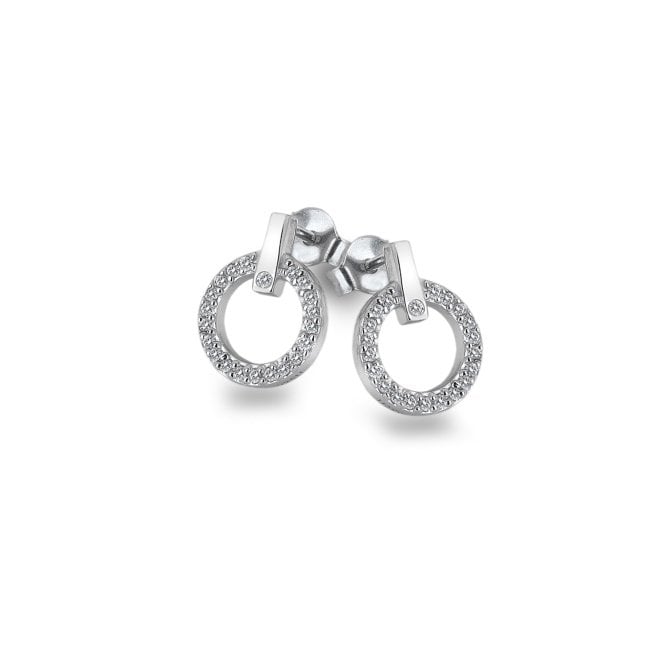 Silver Constant Circle Earrings with White Topaz