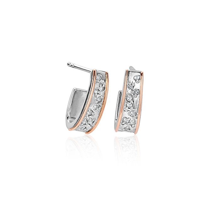 Cariad Sparkle Silver Half-Hoop Drop Earrings