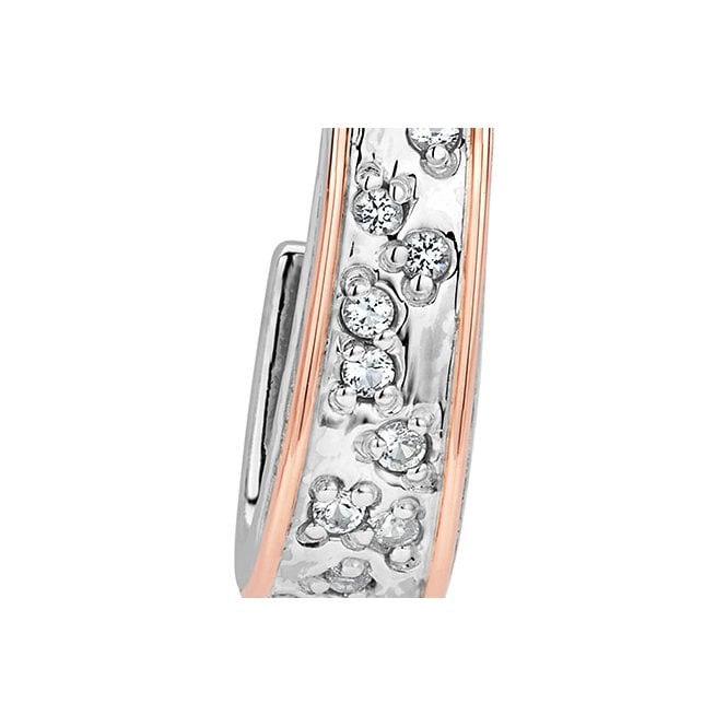 Cariad Sparkle Silver Half-Hoop Drop Earrings