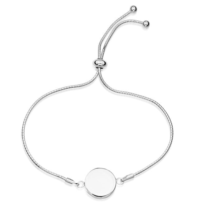 Adjustable Silver Engravable Disc Friendship Bracelet, 25cm