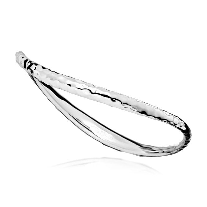 Off The Beaten Track Hammered Silver Bangle, Medium
