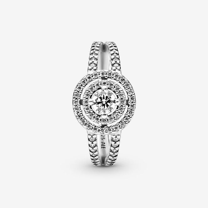 Sparkling Double Halo Ring, Size 60