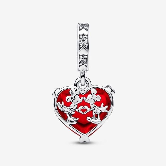 Disney Mickey & Minnie Mouse Kiss Red Murano Glass Dangle Charms