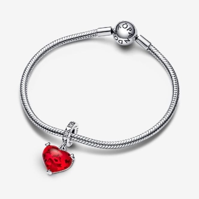 Disney Mickey & Minnie Mouse Kiss Red Murano Glass Dangle Charms