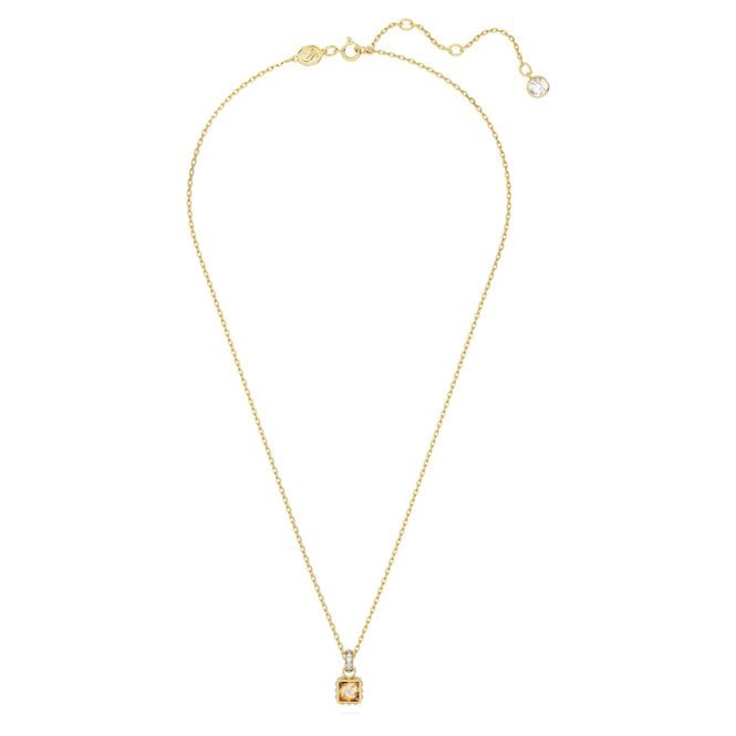 Chroma Pendant Necklace with Square-Cut Yellow Crystal in Gold