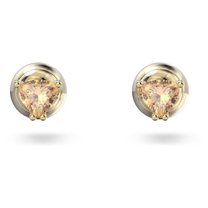 Chroma Stud Earrings with Trilliant-Cut Orange Crystal in Gold