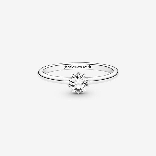 Celestial Sparkling Star Solitaire Ring, Size 56