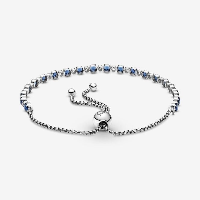 Blue and Clear Sparkling Slider Tennis Bracelet, 23cm