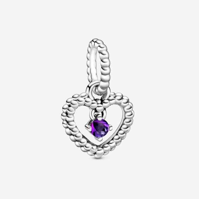 February Birthstone Heart Dangle Charms