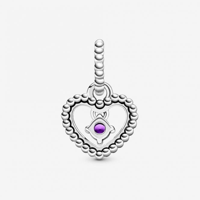 February Birthstone Heart Dangle Charms