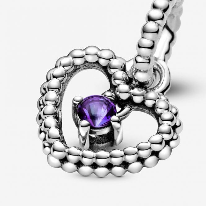 February Birthstone Heart Dangle Charms
