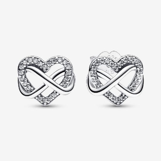 Pandora Sparkling Infinity Heart Stud Earrings