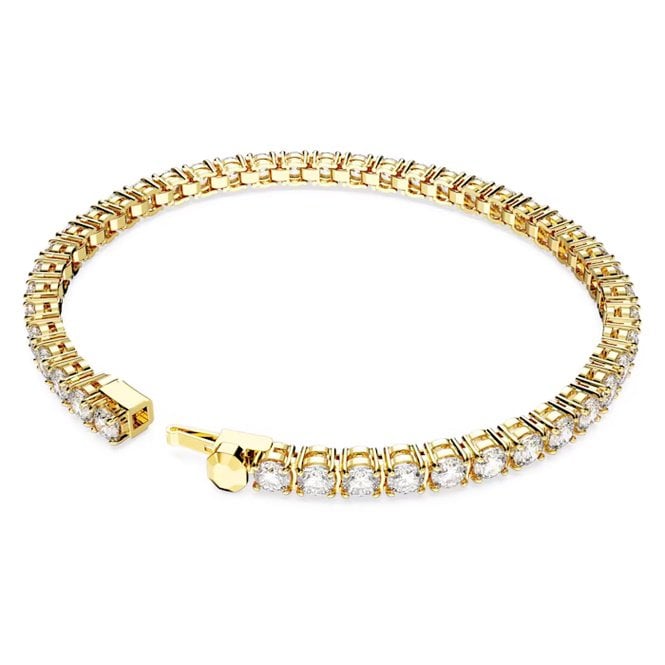 Matrix Tennis Bracelet with Small Round-Cut White Crystal in Gold