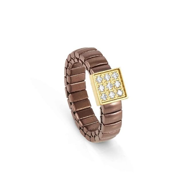 XTE Life Steel & CZ Chocolate Square Ring, XSmall