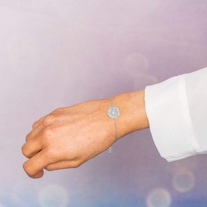 Evil Eye Disc Bracelet in Sterling Silver