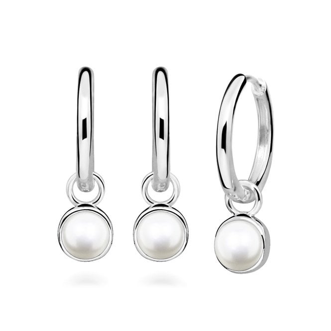 Silver June Birthstone Huggie Hoop Earrings