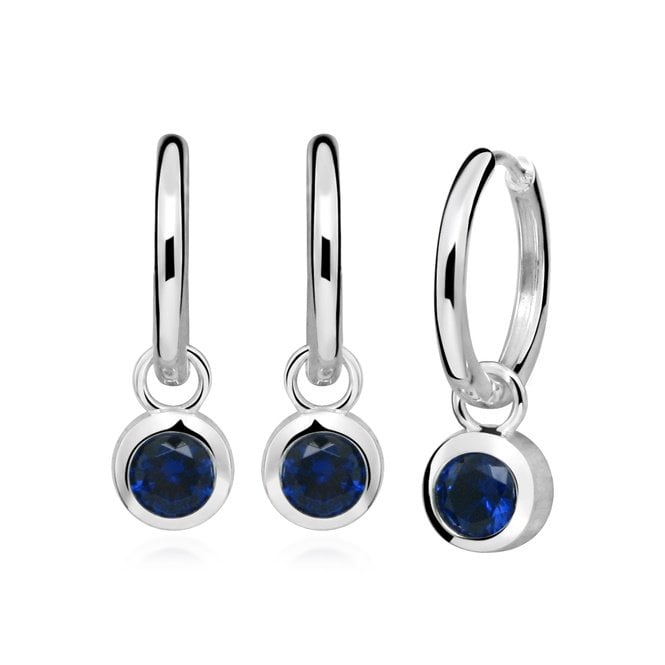 Silver September Birthstone Huggie Hoop Earrings