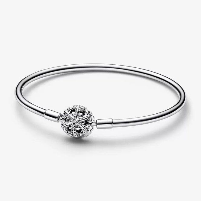 Moments Sparkling Snowflake Clasp Bangle, 17cm