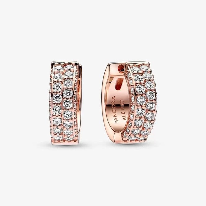 Rose Timeless Pave Double-Row Hoop Earrings