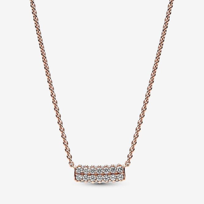 Rose Timeless Pave Double-Row Bar Collier Necklace, 45cm
