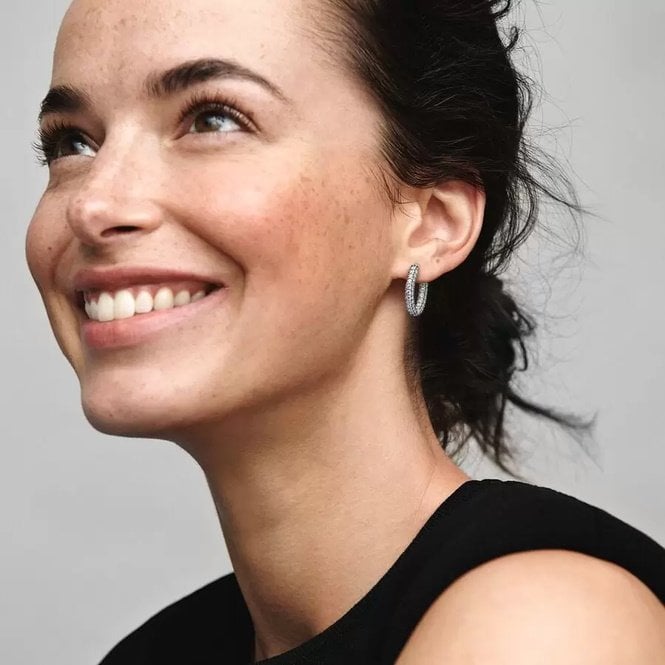 Timeless Pave Single-Row Hoop Earrings