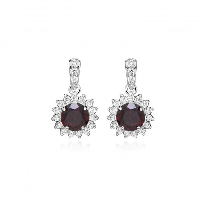 Hope Round Red Garnet Drop Earrings